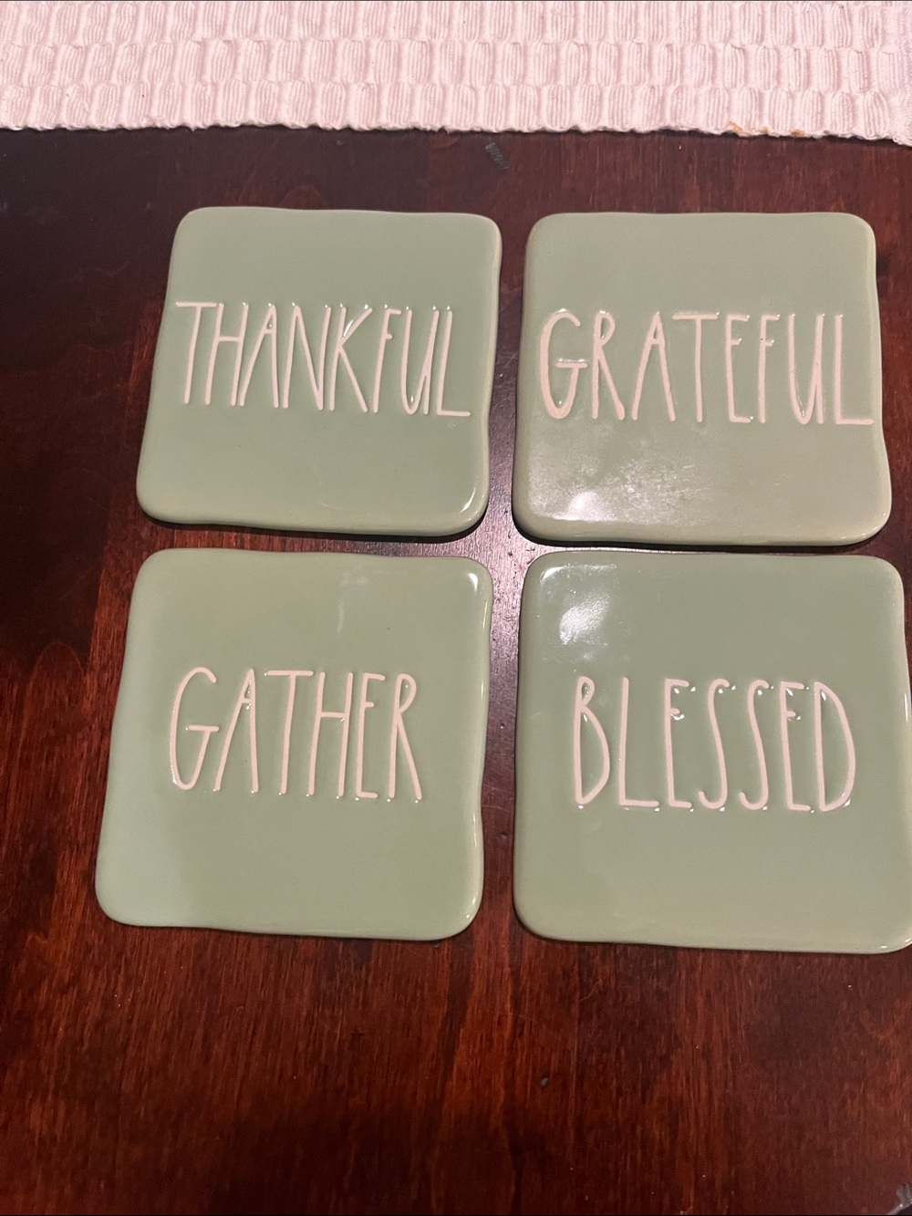 Rae Dunn Pale Green Coasters - Set of 4